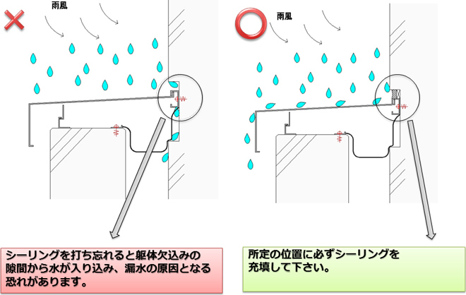 シーリングの打ち忘れ